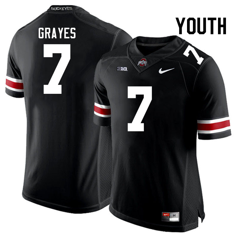 Ohio State Buckeyes Kyion Grayes Youth #7 Black Authentic Stitched College Football Jersey